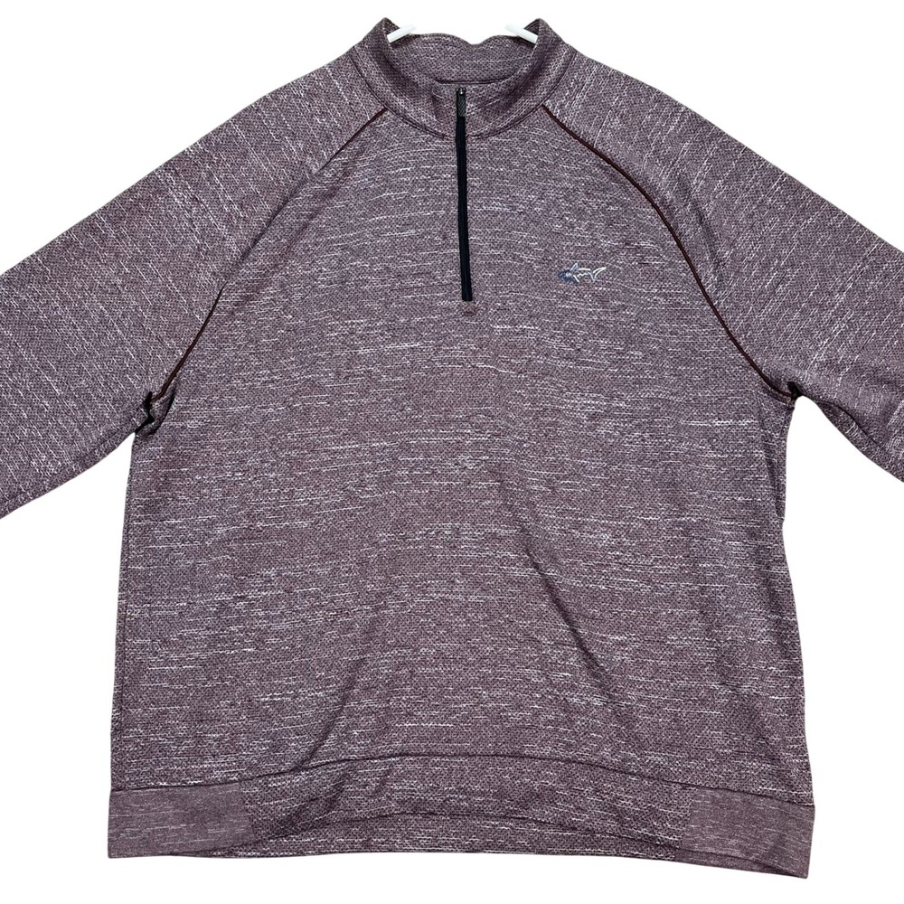 Greg Norman Pullover Men XXL Burgundy Heather Long Sleeve Quarter Zip Sweatshirt
